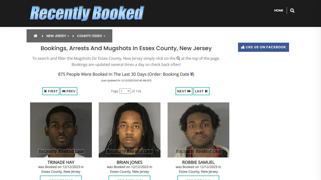 Recent bookings, Arrests, Mugshots in Essex County, New Jersey