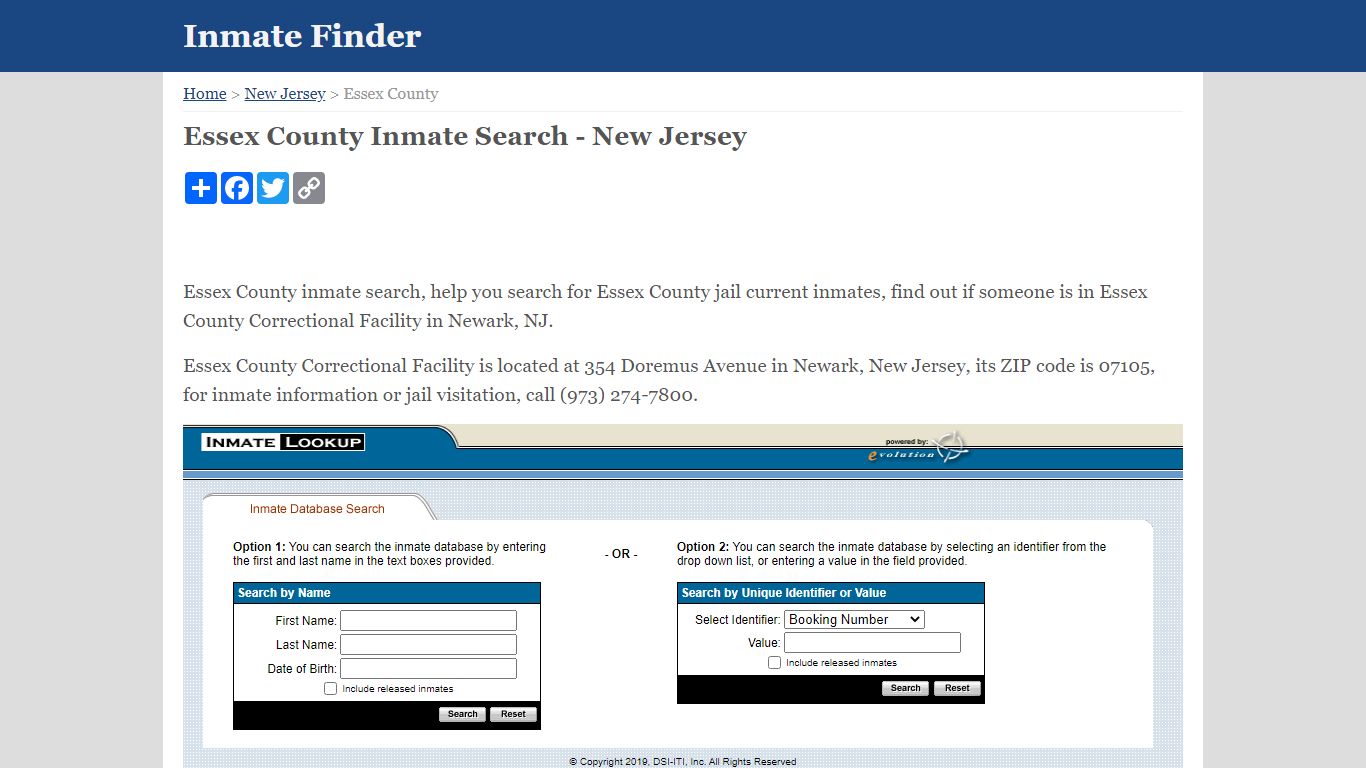 Essex County Inmate Search - New Jersey - InmateFinder.org